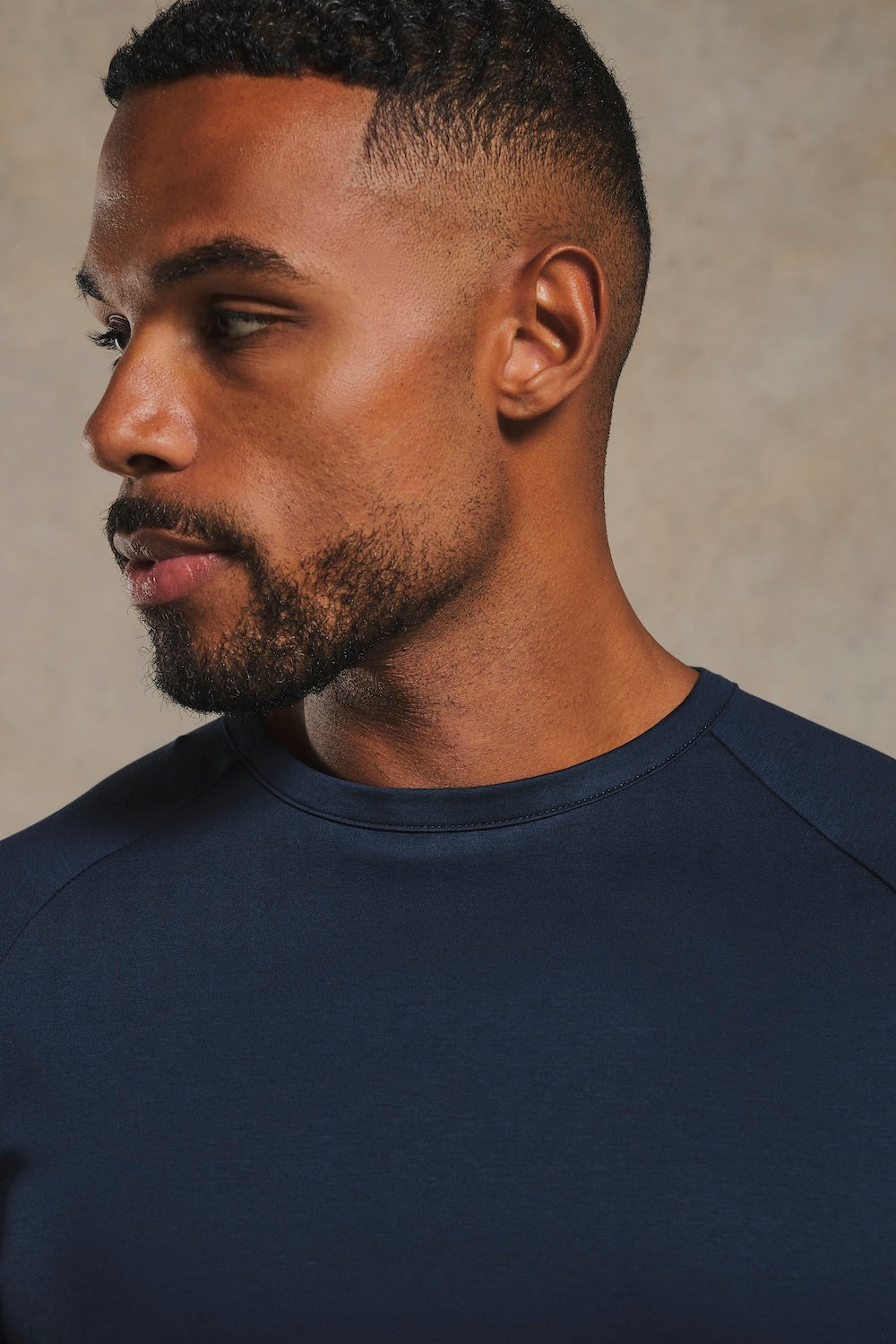 Mercerised Cotton T-Shirt in Navy