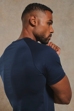 Mercerised Cotton T-Shirt in Navy