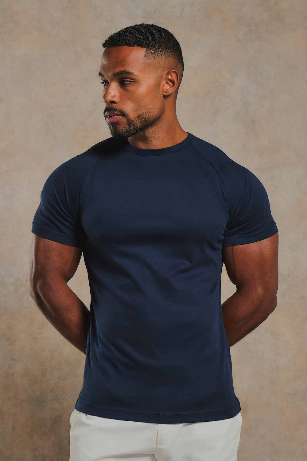 Mercerised Cotton T-Shirt in Navy
