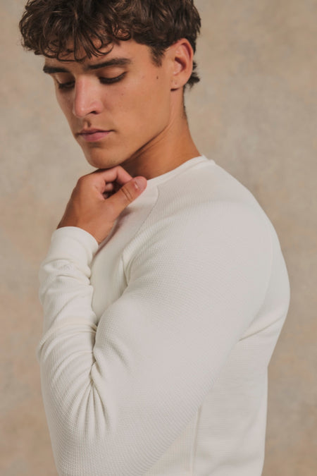 Heavy Weight Textured Crew Neck in White