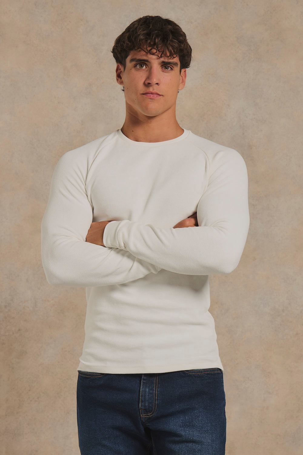 Heavy Weight Textured Crew Neck in White