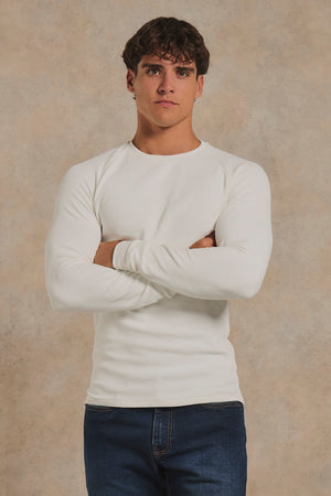 Heavy Weight Textured Crew Neck in White