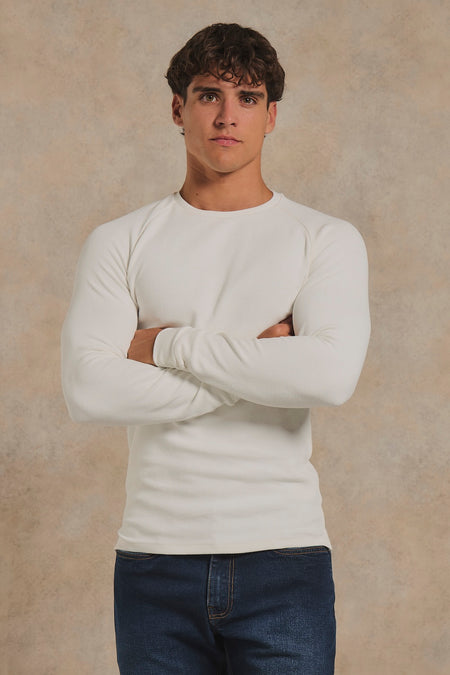 Heavy Weight Textured Crew Neck in White