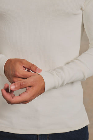 Heavy Weight Textured Crew Neck in White