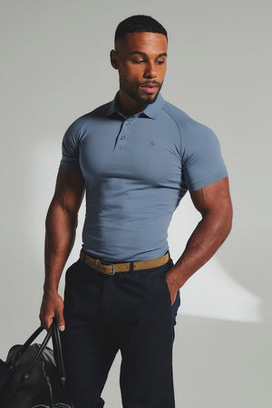 Athletic Fit Polo Shirt in Slate Blue - TAILORED ATHLETE - USA