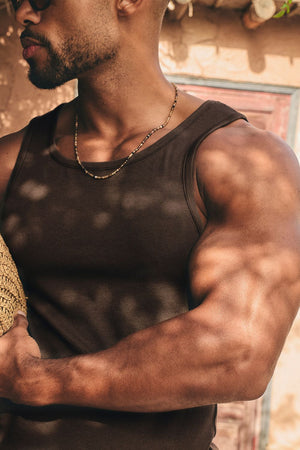 Cotton Ribbed Tank Top in Chocolate - TAILORED ATHLETE - USA