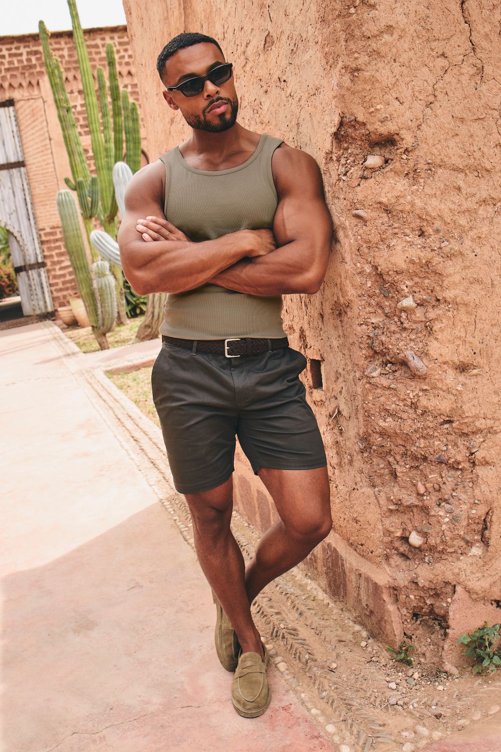 Cotton Ribbed Tank Top in Smoky Khaki - TAILORED ATHLETE - USA