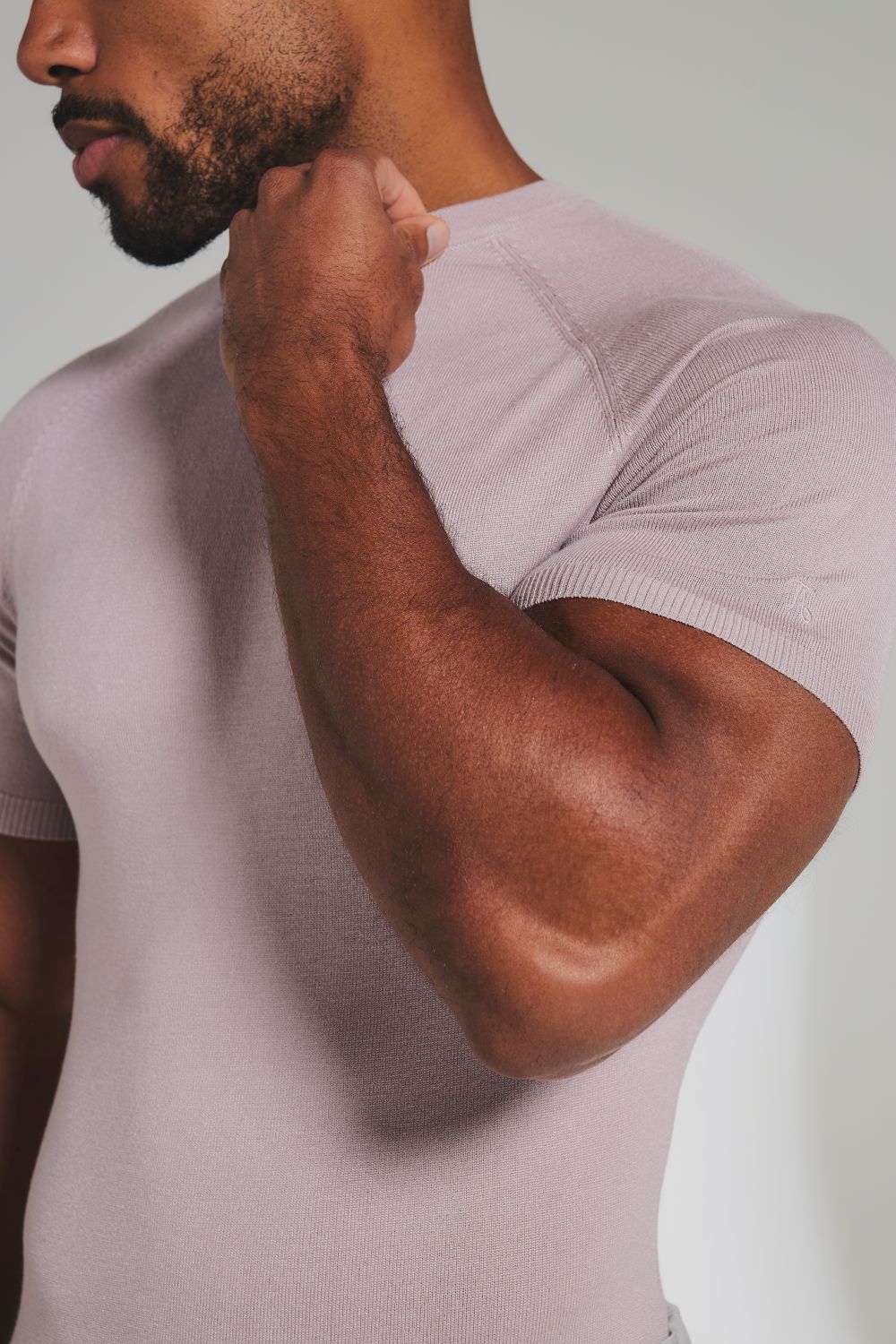 Fine Gauge Knitted T-Shirt in Dusky Pink