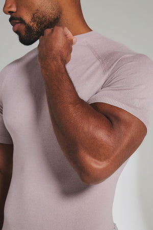 Fine Gauge Knitted T-Shirt in Dusky Pink