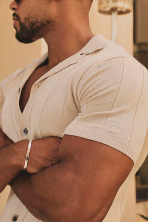 Ribbed Knitted Shirt in Wheat - TAILORED ATHLETE - USA