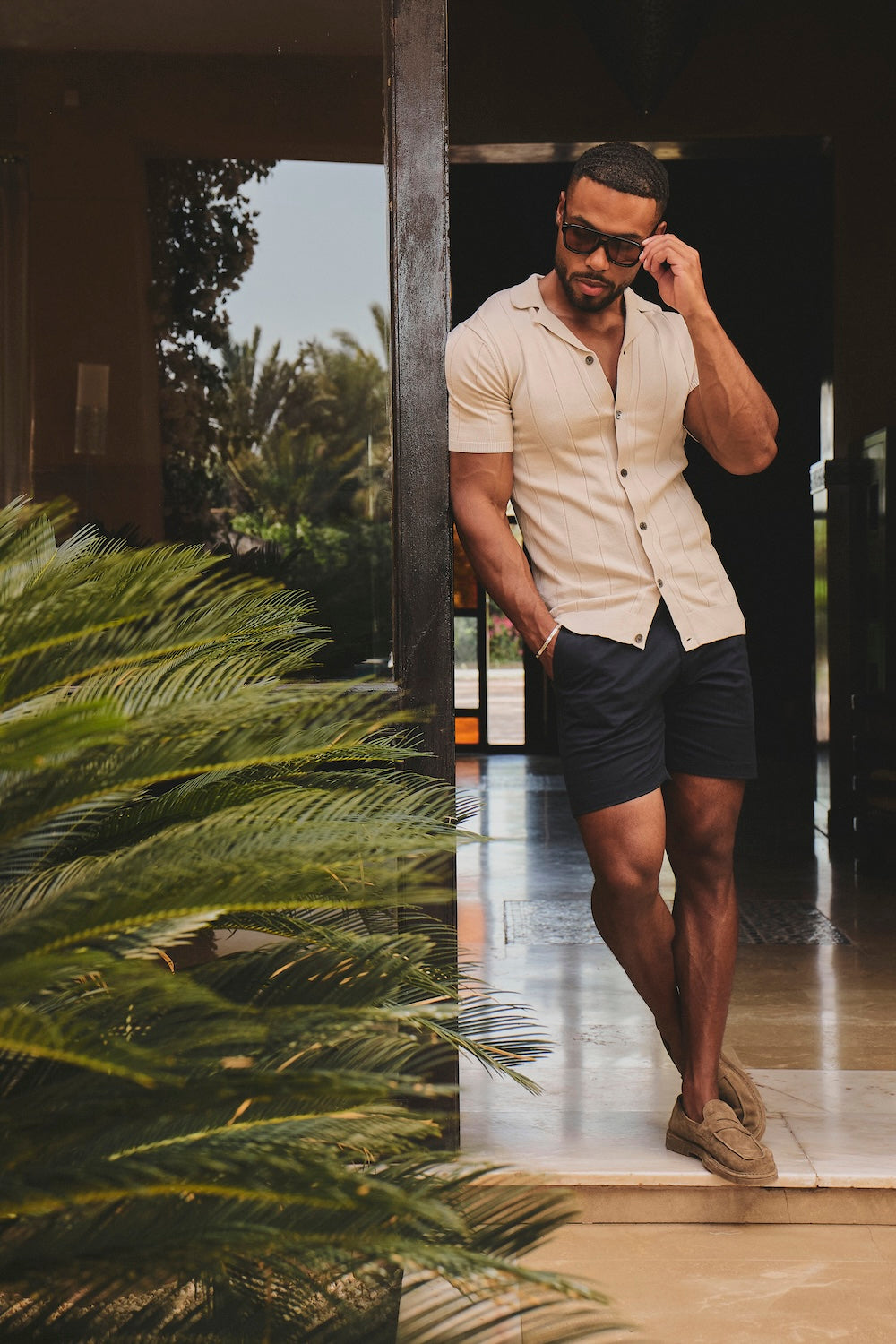 Ribbed Knitted Shirt in Wheat - TAILORED ATHLETE - USA