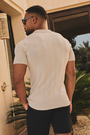 Ribbed Knitted Shirt in Wheat - TAILORED ATHLETE - USA