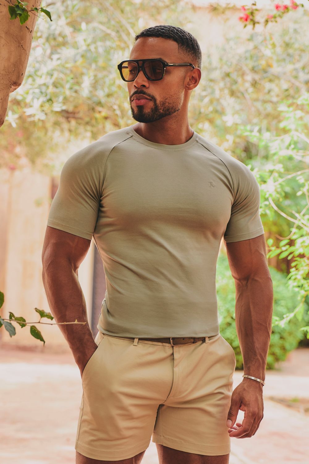 Athletic Fit T-Shirt in Soft Khaki - TAILORED ATHLETE - USA
