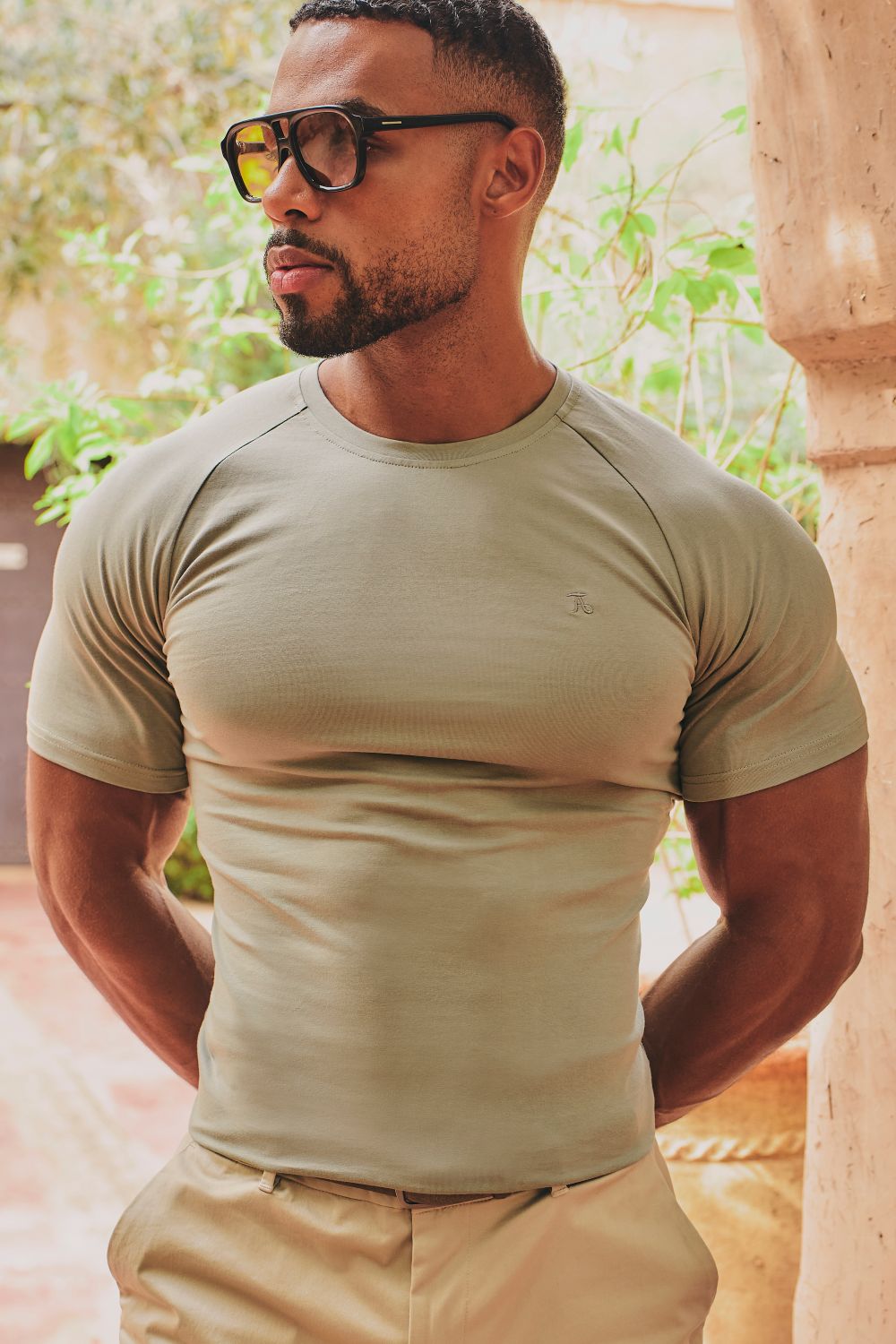 Athletic Fit T-Shirt in Soft Khaki - TAILORED ATHLETE - USA