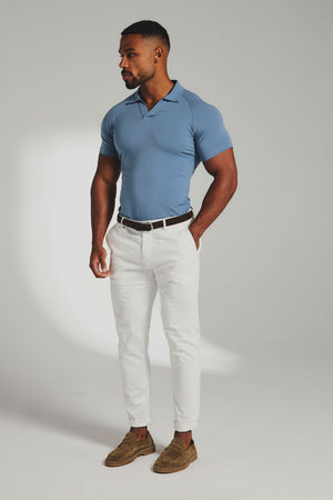 Essential Jersey Buttonless Polo Shirt in Airforce