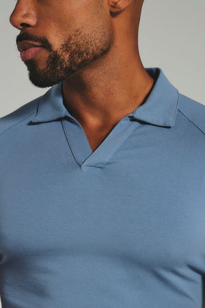 Essential Jersey Buttonless Polo Shirt in Airforce