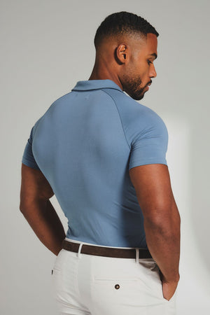 Essential Jersey Buttonless Polo Shirt in Airforce