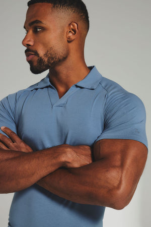 Essential Jersey Buttonless Polo Shirt in Airforce