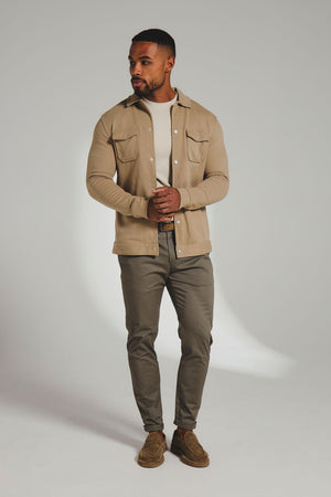 Twill Jersey Shacket in Dark Stone