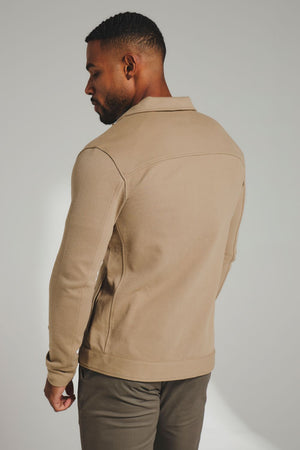 Twill Jersey Shacket in Dark Stone
