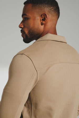 Twill Jersey Shacket in Dark Stone