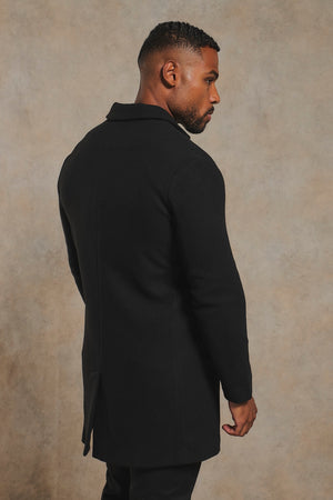 Single Breasted Overcoat in Black