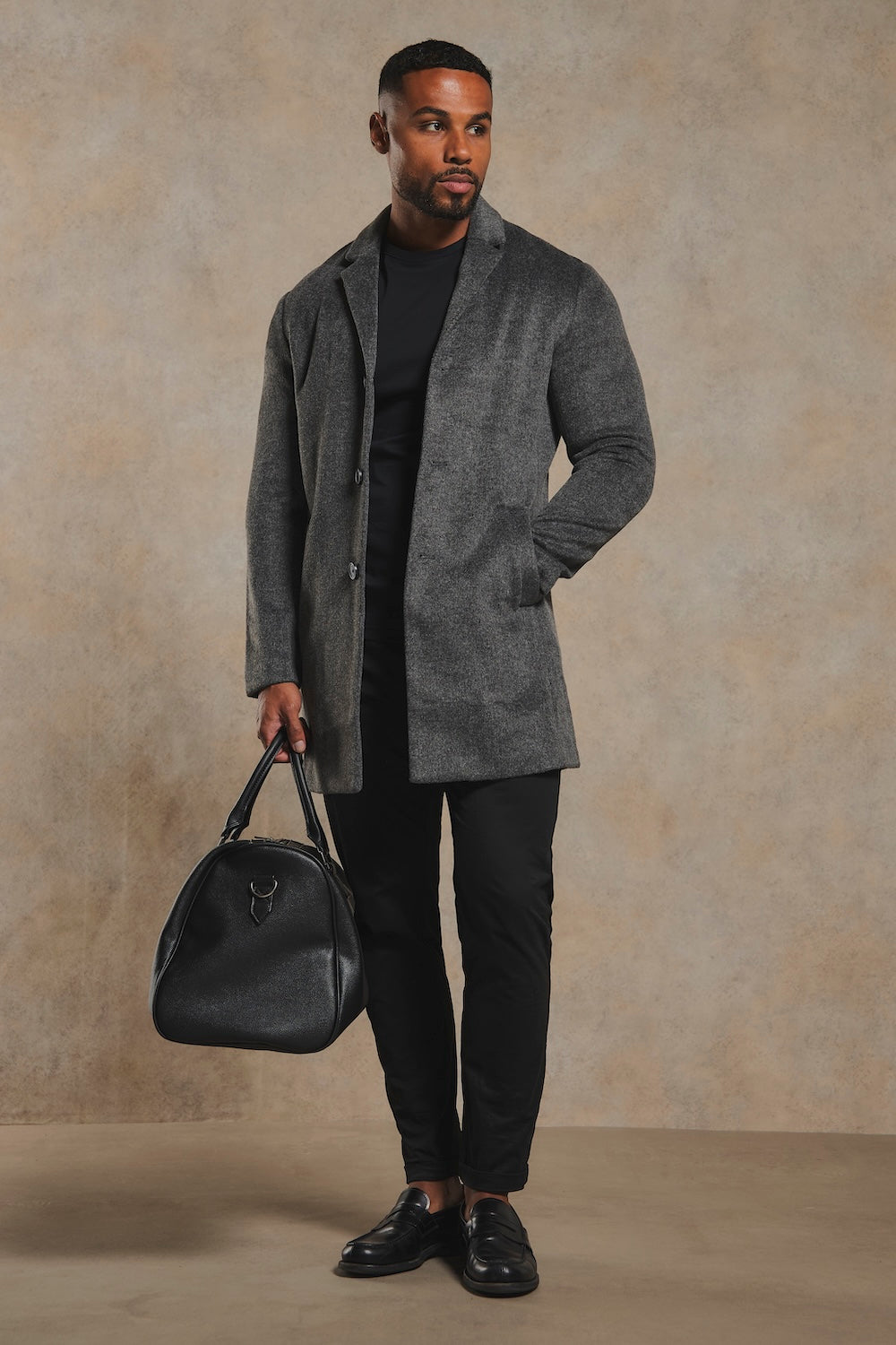 Single Breasted Overcoat in Grey