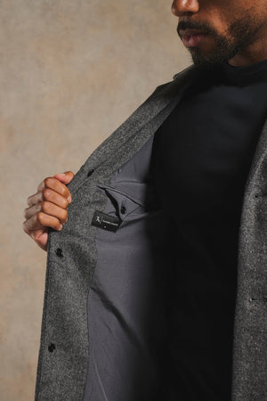 Single Breasted Overcoat in Grey