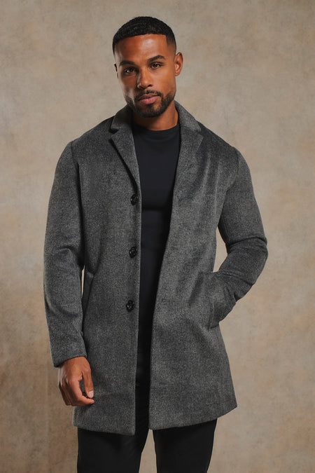 Single Breasted Overcoat in Grey