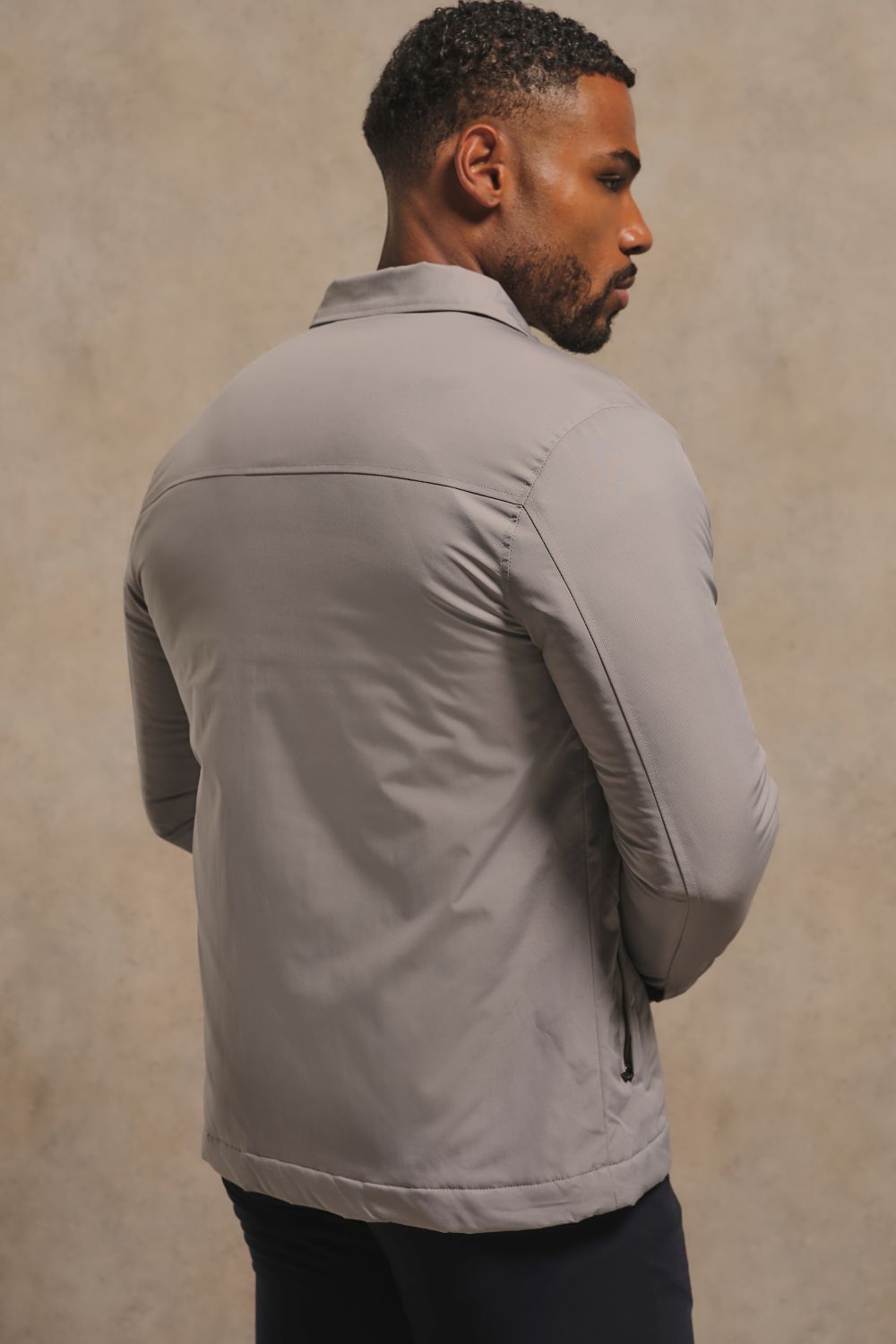 Shower Resistant Padded Coat Jacket in Stone