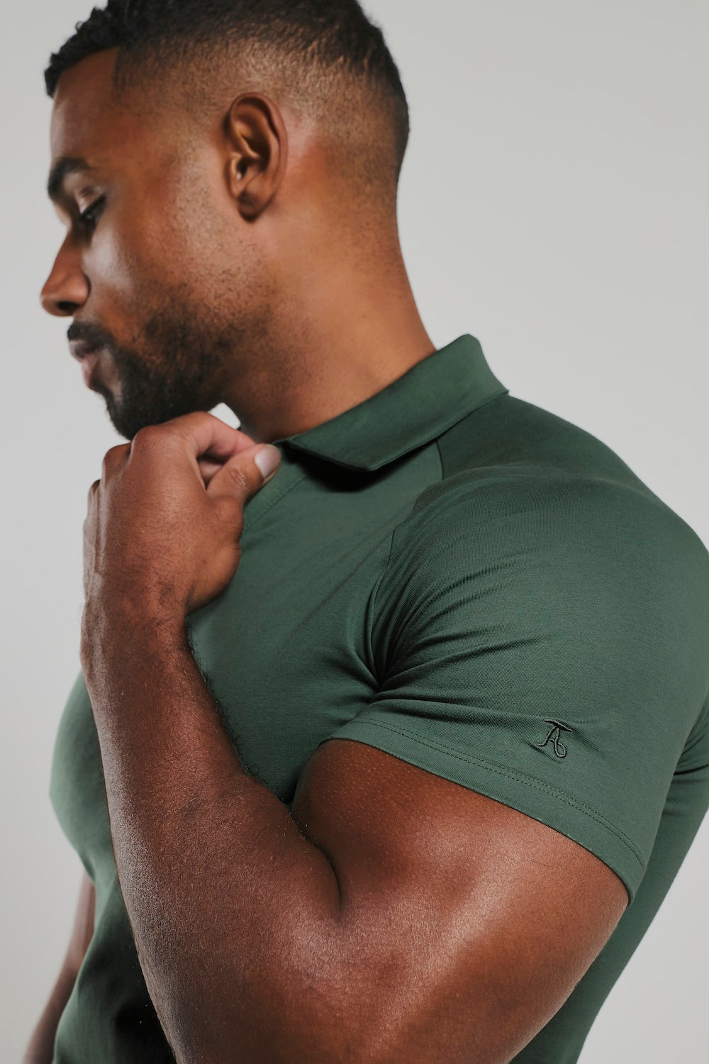Essential Jersey Buttonless Polo Shirt in Kale