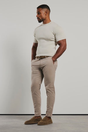 Soft Knitted Ribbed T-Shirt in Alabaster