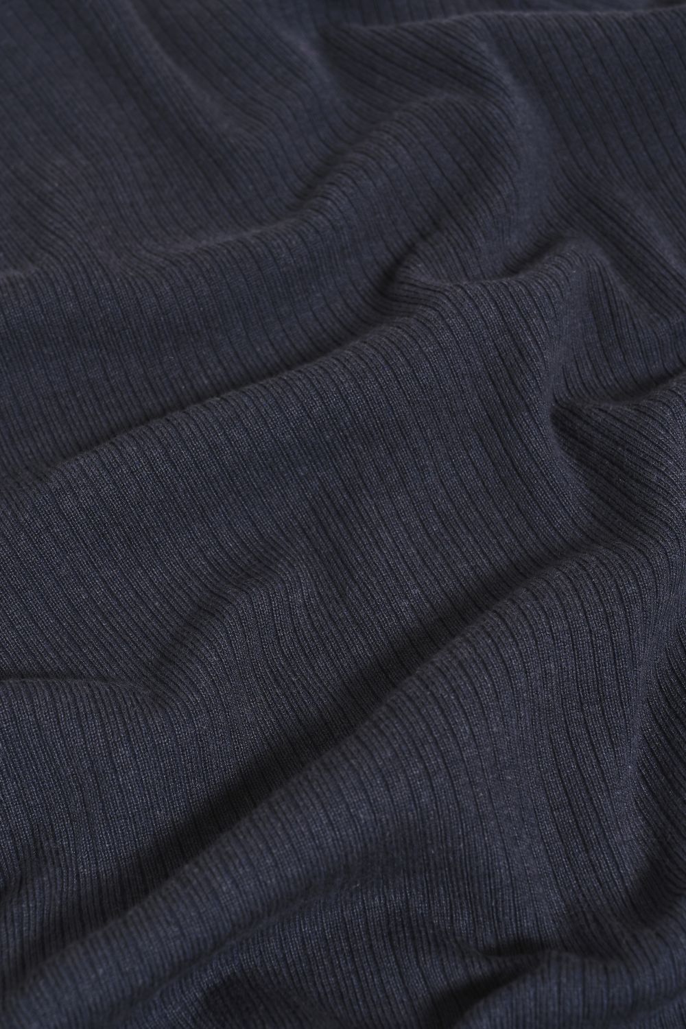 Soft Knitted Ribbed T-Shirt in Ink Blue