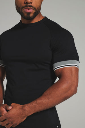 Tipped T-Shirt in Black and Charcoal/White