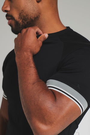 Tipped T-Shirt in Black and Charcoal/White
