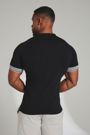 Tipped T-Shirt in Black and Charcoal/White