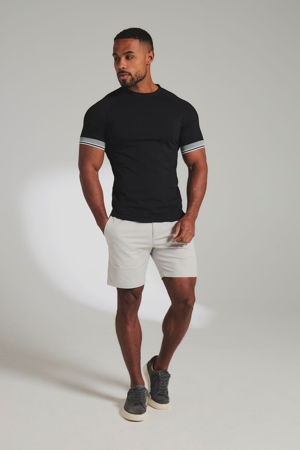 Tipped T-Shirt in Black and Charcoal/White