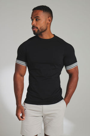 Tipped T-Shirt in Black and Charcoal/White