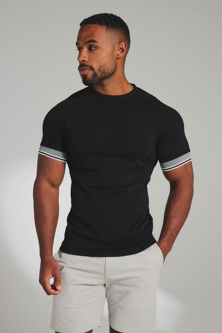 Tipped T-Shirt in Black and Charcoal/White