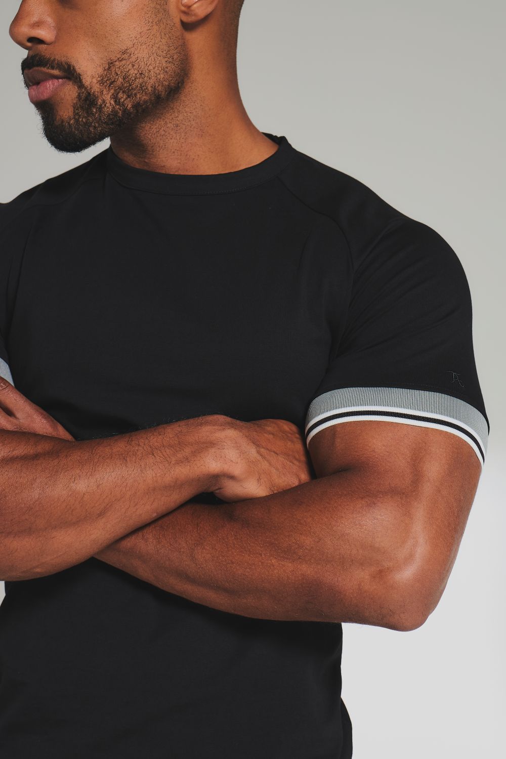 Tipped T-Shirt in Black and Charcoal/White