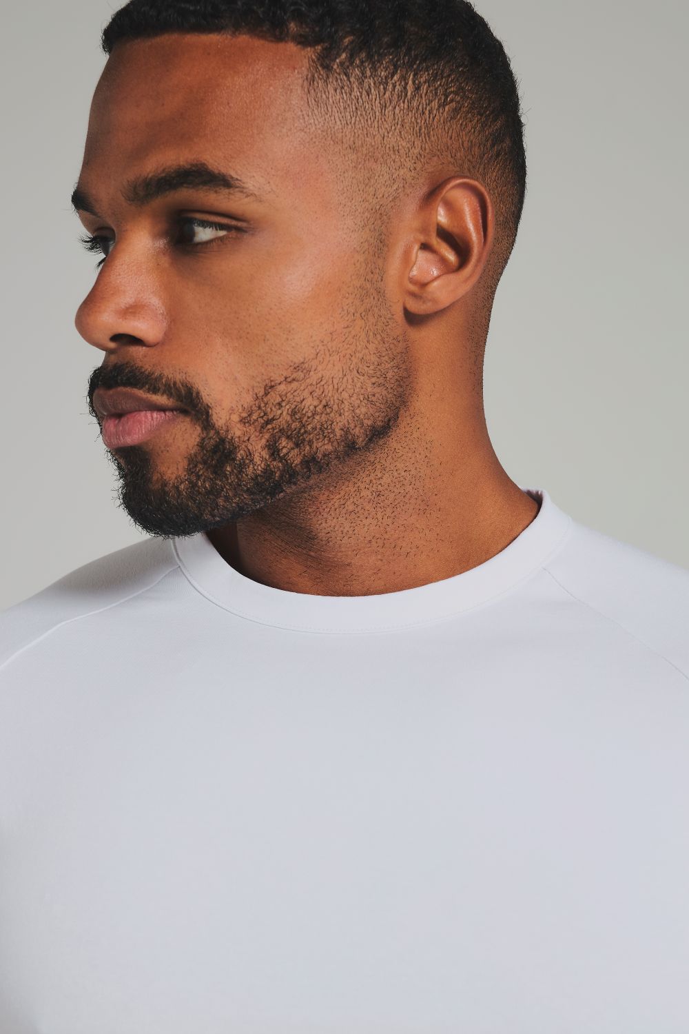 Tipped T-Shirt in White and Stone/White