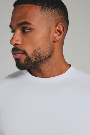 Tipped T-Shirt in White and Stone/White