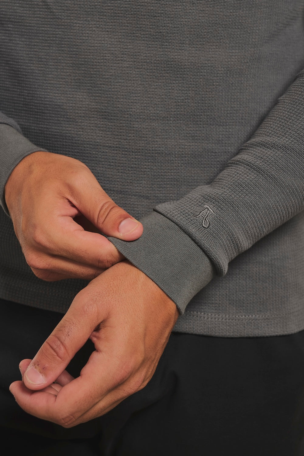 Heavy Weight Textured Crew Neck in Smoky Grey