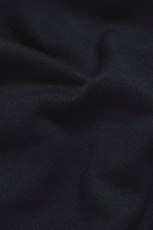Open Collar Knitted Polo Shirt in Navy