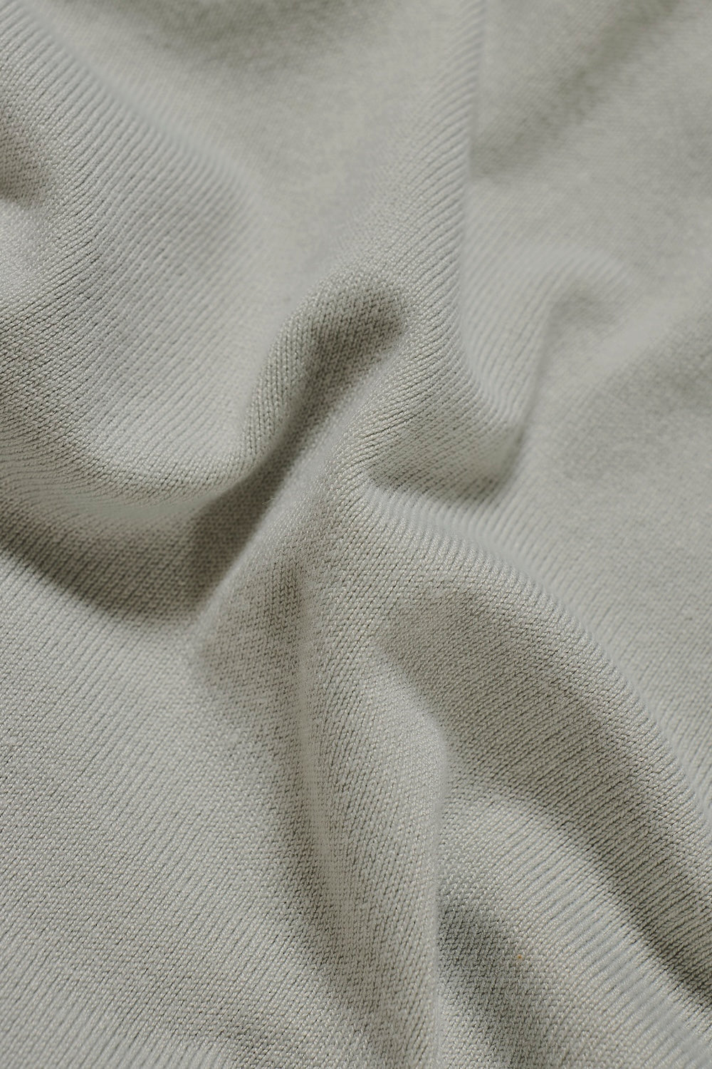 Open Collar Knitted Polo Shirt in Pale Duck Egg