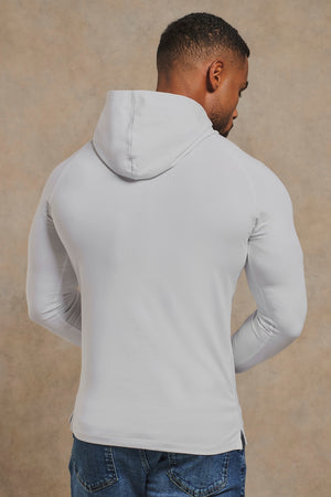 Athletic Fit Hooded Long Sleeve Top in White