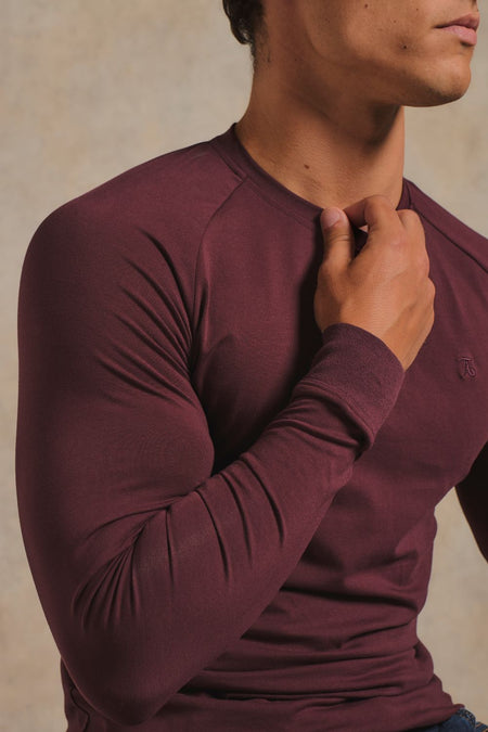 Athletic Fit Signature Long Sleeve T-Shirt in Bordeaux