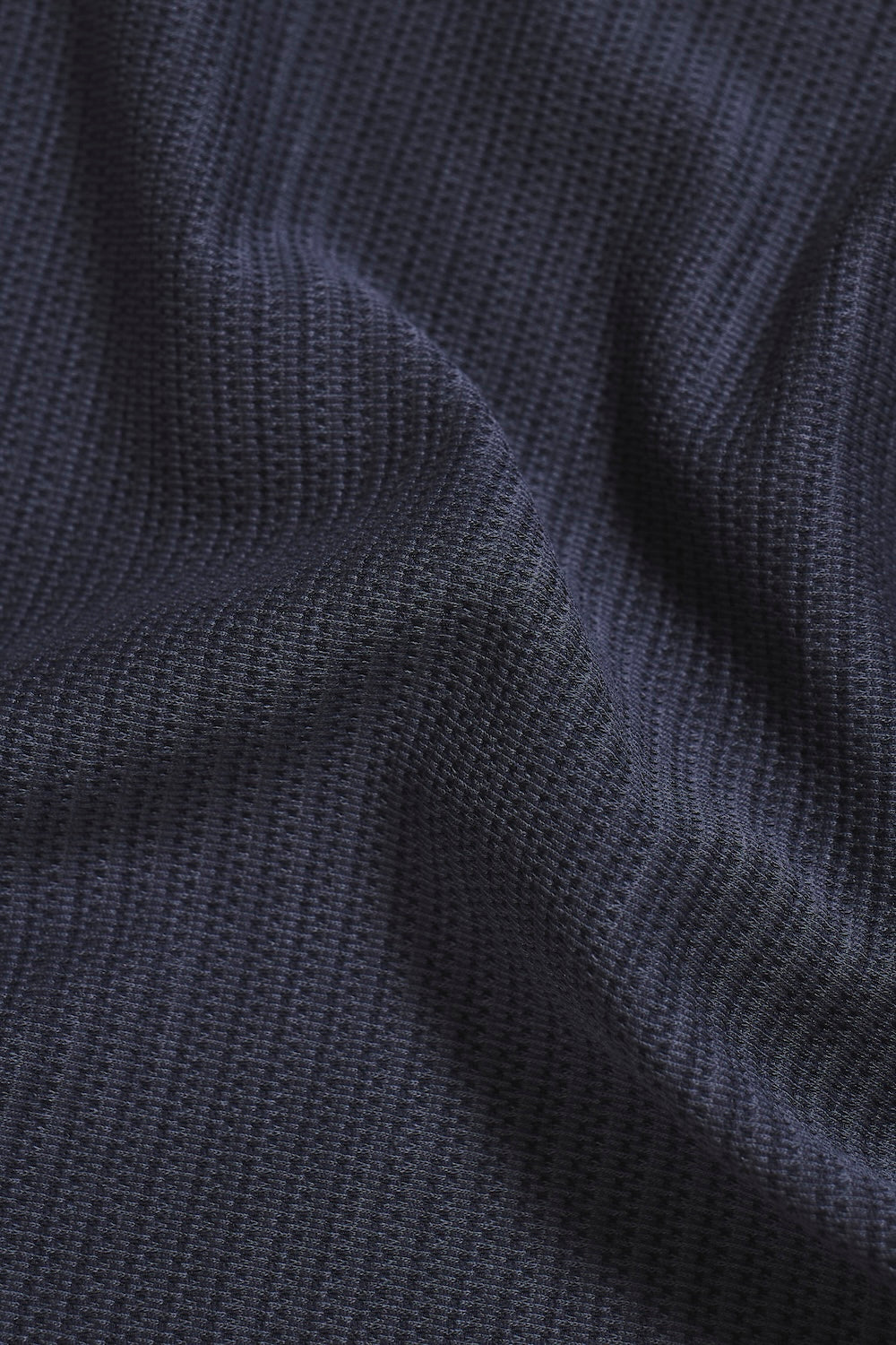 Textured Zip Neck Polo Shirt in Ink