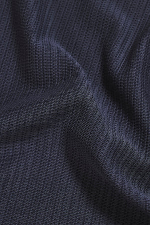 Textured Zip Neck Polo Shirt in Ink
