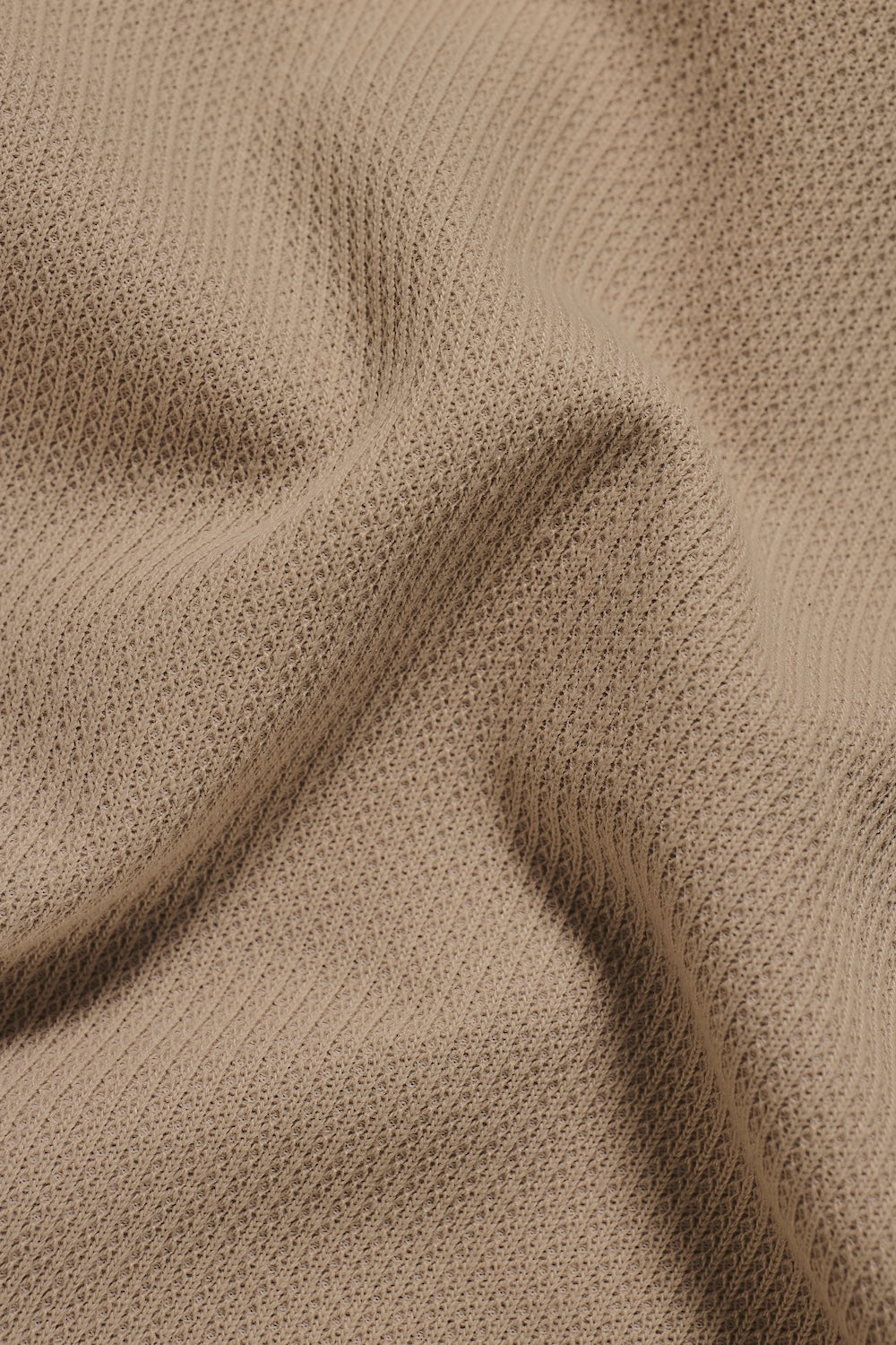 Textured Buttonless Polo Shirt in Stone
